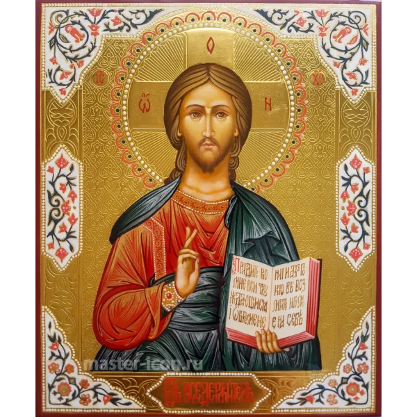 Икона Господа Вседержителя с чеканкой